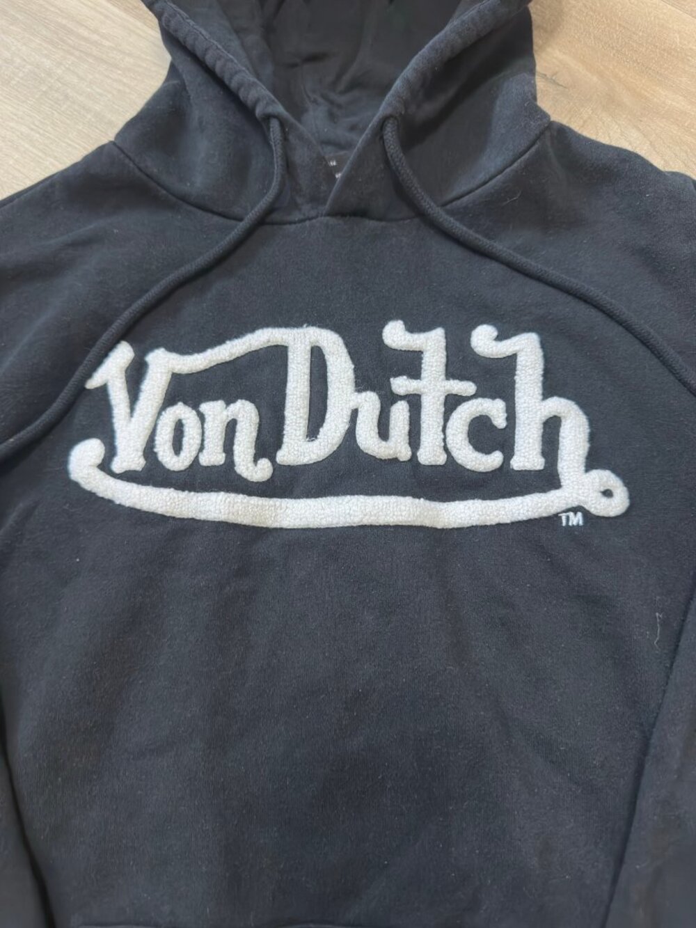 Von Dutch Hoodie Mens Small Black Embroidered Script Logo Pullover